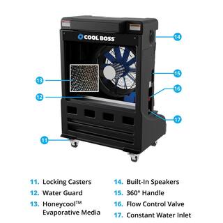 BENDPAK COOLBLAST Series 17820 CFM 10-Speed Portable Evaporative Cooler for 3915 sq. ft. Built-In Floodlight and Speaker 5150153