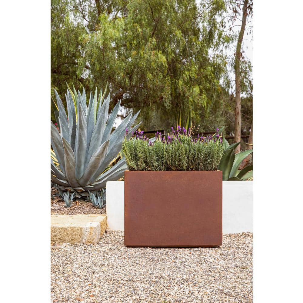 Veradek Rust Corten Span Medium Steel Metal Rectangular Planter SPANVMEDCS