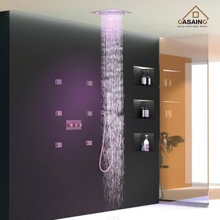 CASAINC 1-Spray Wall Bar Shower Kit System with Body Spray Jets in Brushed Nickel WE-SS11BN