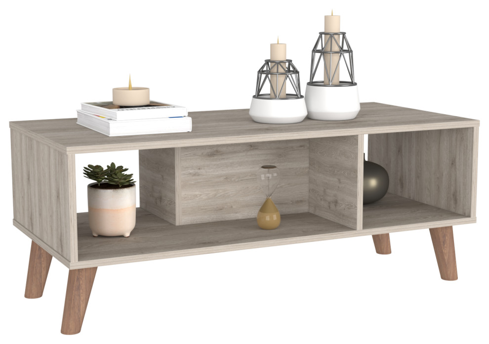 Coffee Table Plex  Two Open Shelves  Four Legs   Light Gray   Midcentury   Coffee Tables   by We Have Furniture  Houzz