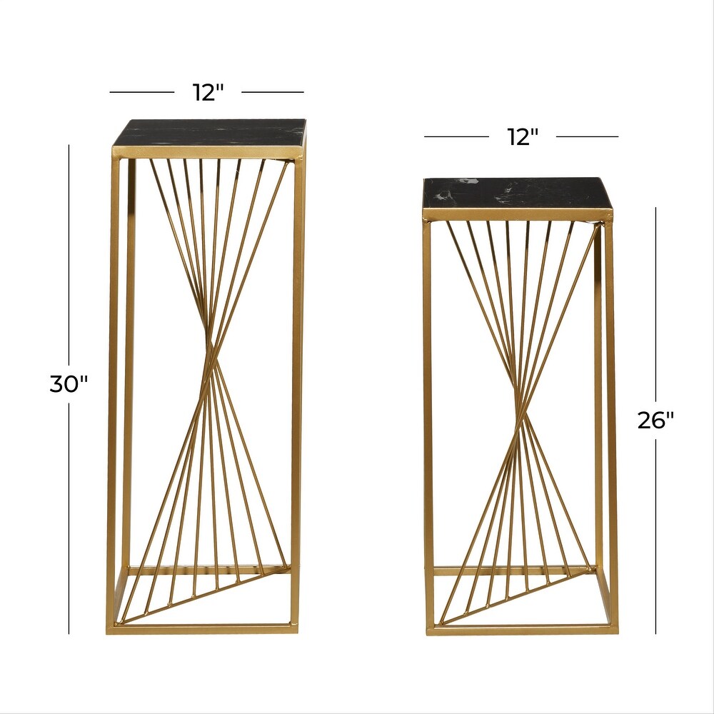 Gold Iron Contemporary Pedestal Table (Set of 2)   S/2 30\