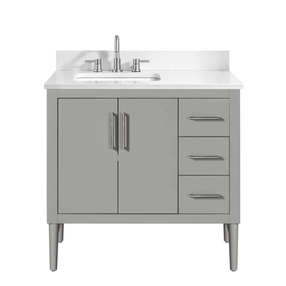 Home Decorators Collection Nova 37 in. W x 22. D x 35. H Vanity in Storm Grey with Engineered Solid Surface Vanity Top 21038-VS37EW-ST