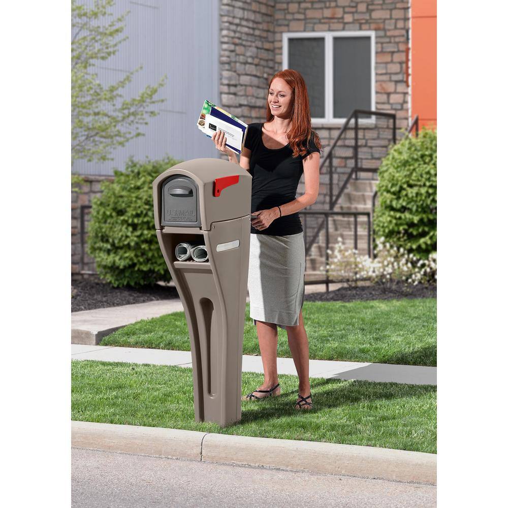 Step2 Mail Master Streamline Mocha OverPost Mounted Plastic Mailbox 562900
