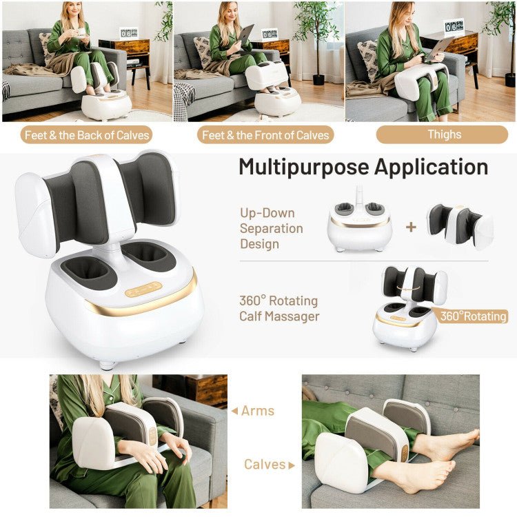 Premium 2-In-1 Electric Shiatsu Foot Calf Massager With Heat Function