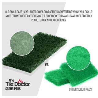 The Tile Doctor 4.5 in. x 10 in. x 1 in. Green Heavy-Duty Water Based Latex Resins Maximum Scrub Power Pads (48-Pack) scrubdr48green