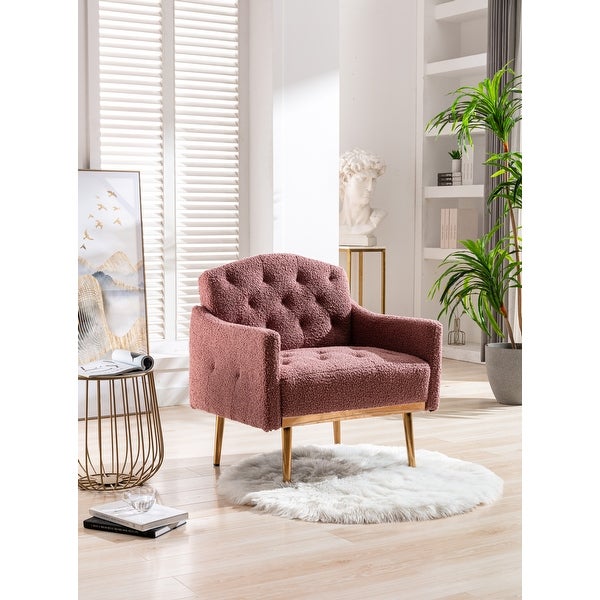 Teddy Fabric Accent Chair Leisure Single Sofa with Rose Golden Legs for Modern Living Room