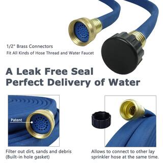 Cisvio 12 in. x 50 ft. Garden Flat Soaker Hose More Water Leakage Heavy-Duty Metal Hose Connector Ends Save 80% Water D0102H7BP2X