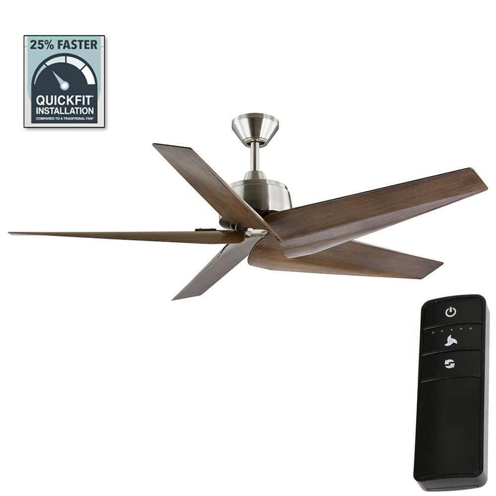 Home Decorators Collection Feldner 60 in IndoorCovered Outdoor Brushed Nickel Smart Ceiling Fan with Remote Control Powered by Hubspace