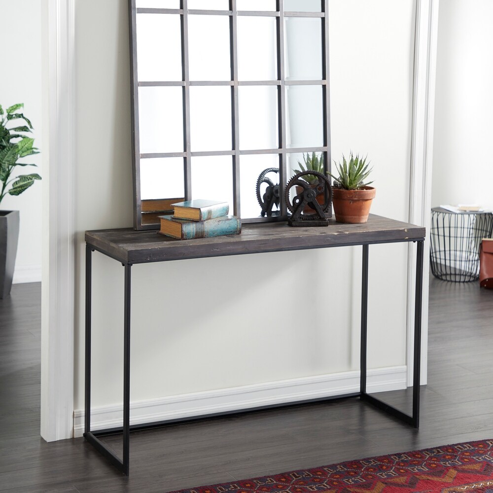 Black Wood Contemporary Console Table with Black Metal Legs