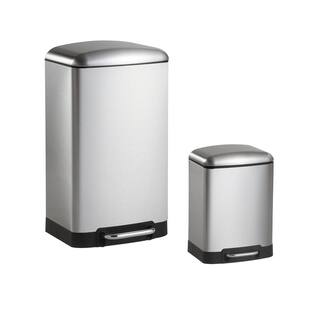 happimess Ashley 8 Gal. Rectangular Stinless Steel Trash Can with Soft-Close Lid and Mini Trash Can HPM1008A