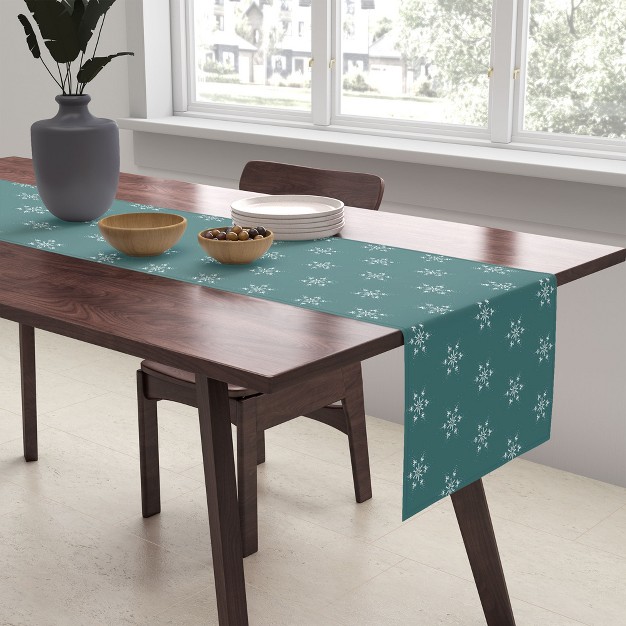 Sheila Wenzel ganny Holiday Green Snowflakes Table Runner Society6