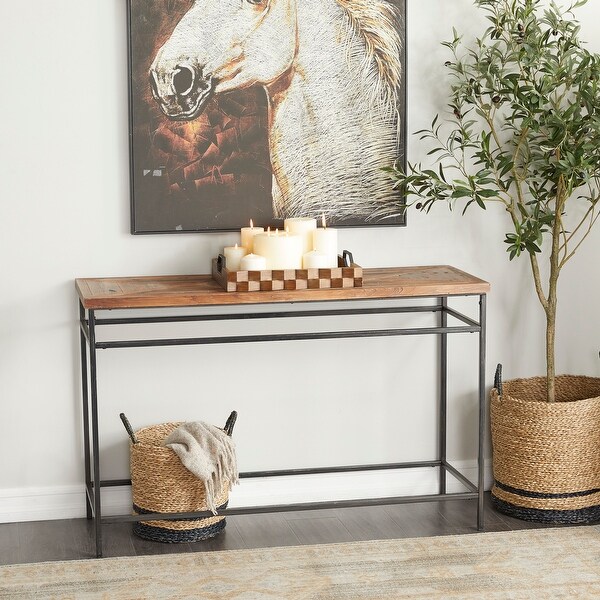 Brown Metal Rustic Console Table - 48 x 16 x 30