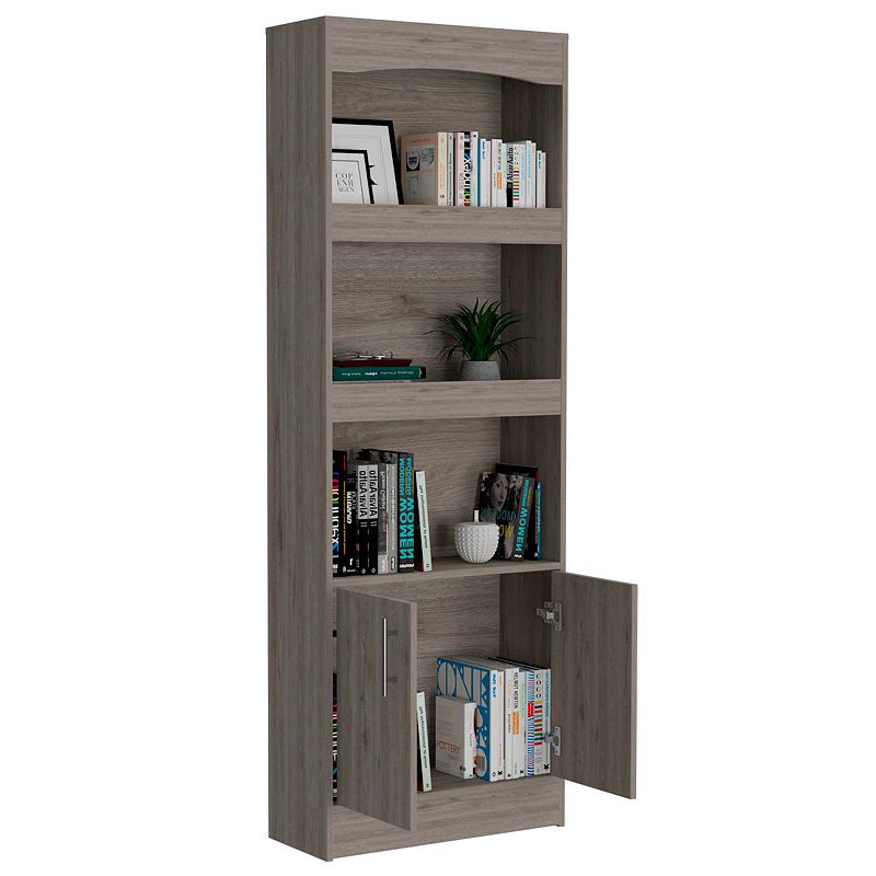 Durango Bookcase， Three Shelves， Double Door Cabinet