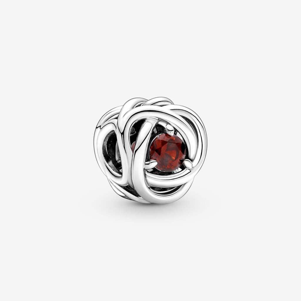 PANDORA  January Red Eternity Circle Charm