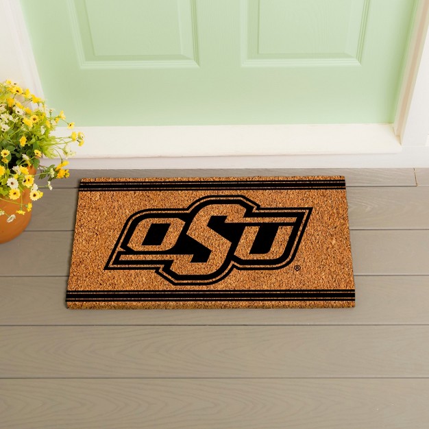 Evergreen Oklahoma State University Logo Turf Mat Brown 28 X 16 Inches Indoor Outdoor Doormat