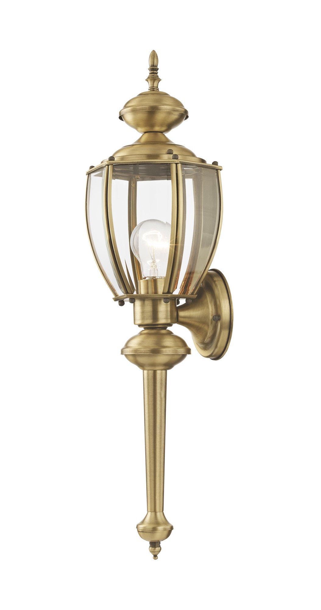 Livex Outdoor Basics 2112-02 Outdoor Wall Lantern - Polished Brass - 7W in.