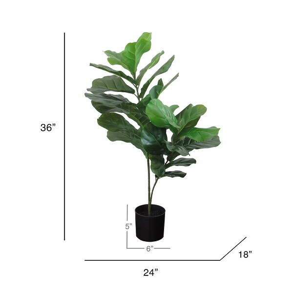 3ft Artificial Fiddle Leaf Fig Tree Plant in Black Pot