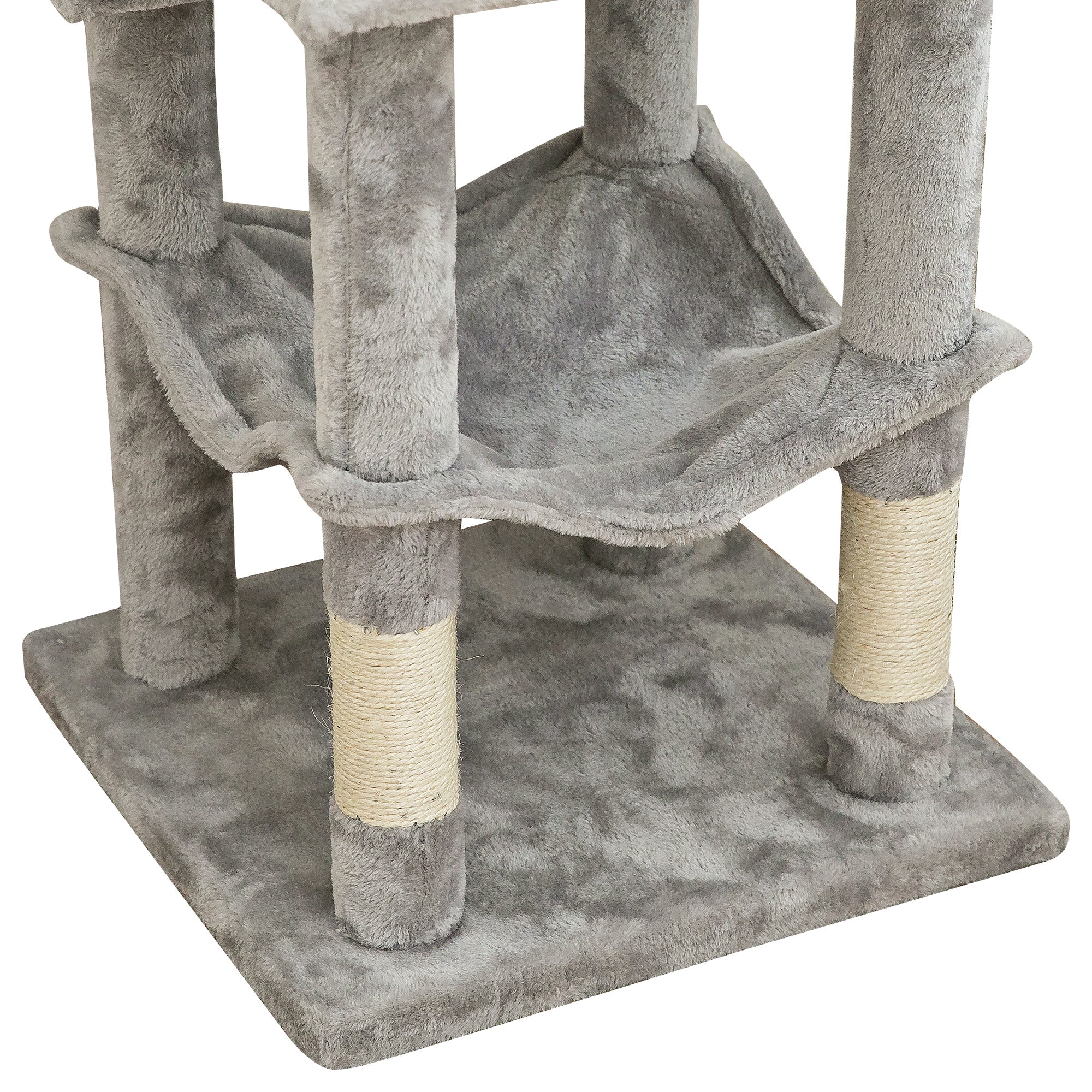 MWPO 63.8-in Multi-Level Cat Tree with Condo and Scratching Post Tower,Light Gray