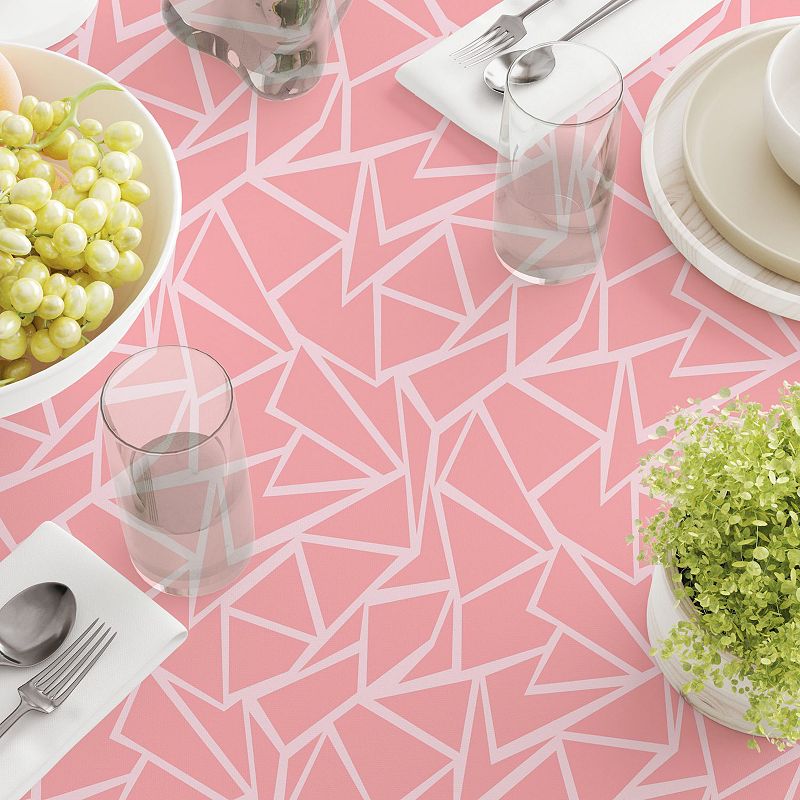 Rectangular Tablecloth， 100% Cotton， 52x104， Geometric Shapes Pink