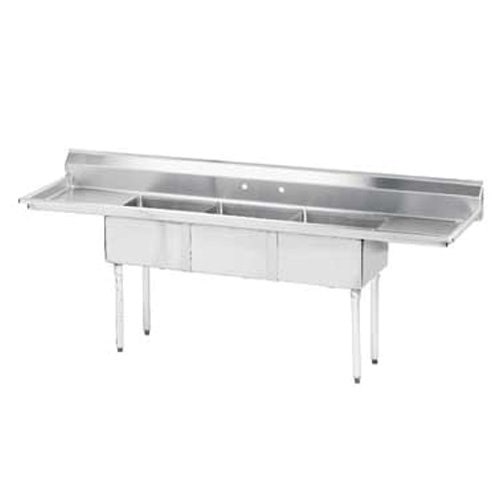 Advance Tabco FE-3-2424-24RL-X Fabricated NSF Sink， 3-Compartment， 24