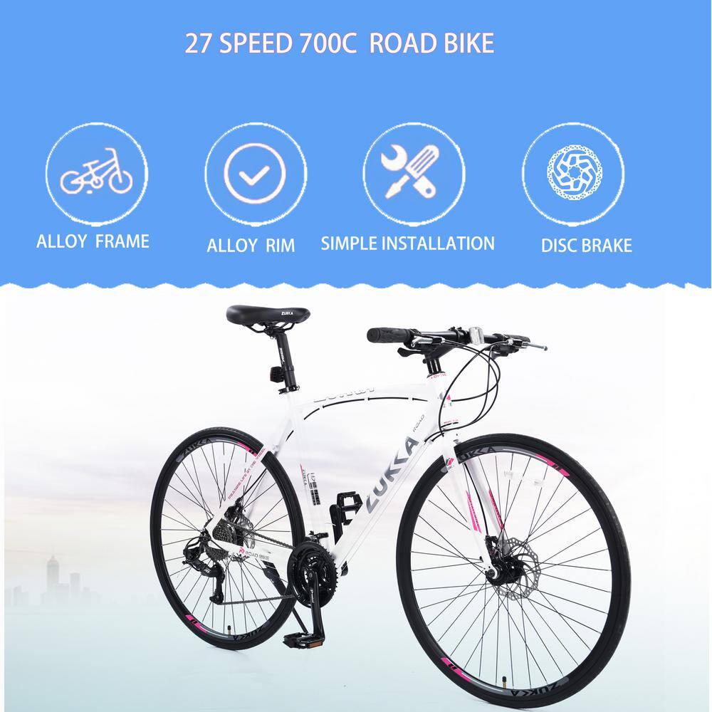 28 in. Brake Bicycle For Men Women's City Bicycle White HP-24.5-W