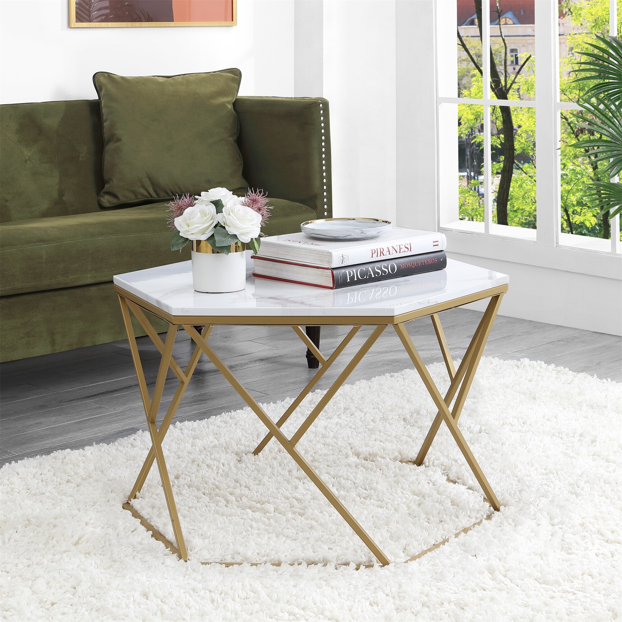 Ledel Modern Hexagon Coffee Table