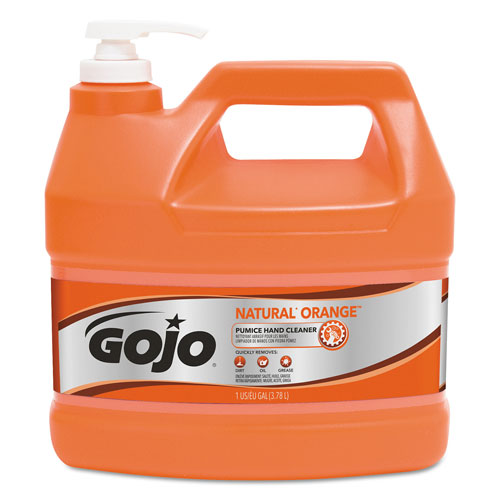 Gojo NATUAL ORANGE Pumice Hand Cleaner | Citrus， 1 gal Pump Bottle， 4