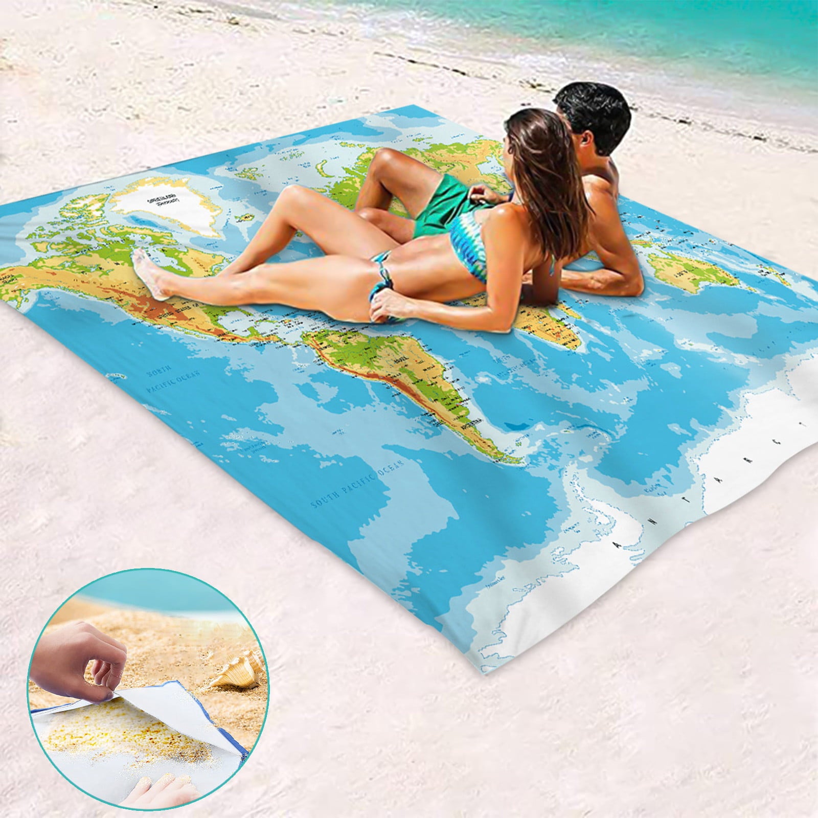 VKEKIEO Beach Blanket Waterproof Sandproof Camping Blankets Beach Blanket Sand Proof Mat，Suitable for camping，beach，outing，84.65