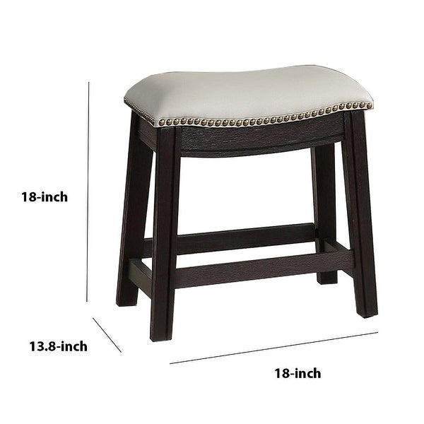 Curved Leatherette Stool with Nailhead Trim， Set of 2 - 18 H x 13.8 W x 18 L Inches