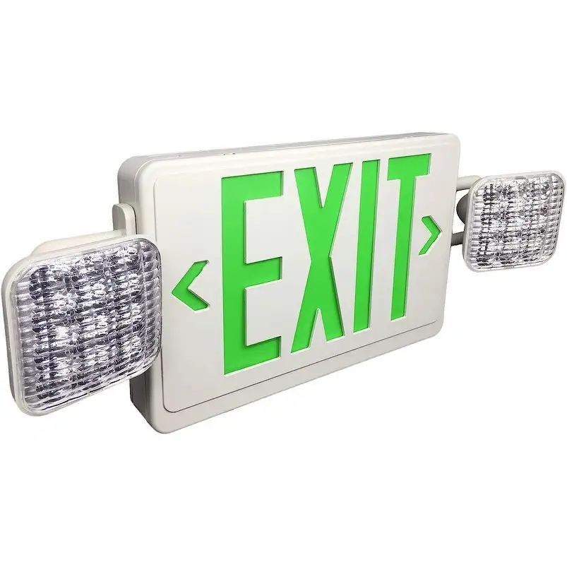 Led Exit Sign and Emergency Light, Two LED Adjustable Head Back up Battery Lighting Cover(6 Pack)