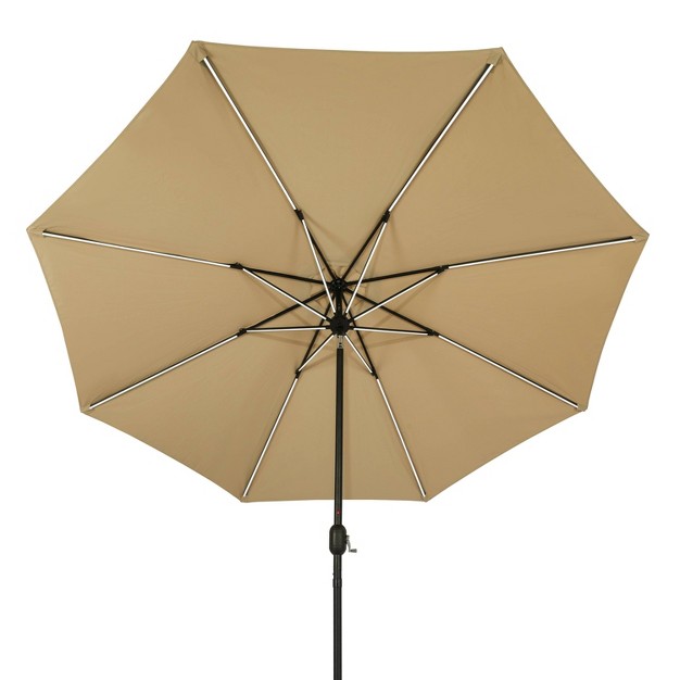 11 x27 X 11 x27 Calypso Ii Market Patio Umbrella With Solar Led Strip Lights Champagne Island Umbrella