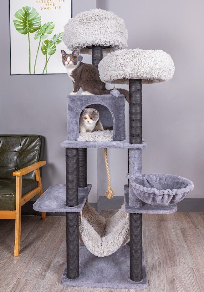 Catry 63-in Faux-Fur Cat Tree and Condo