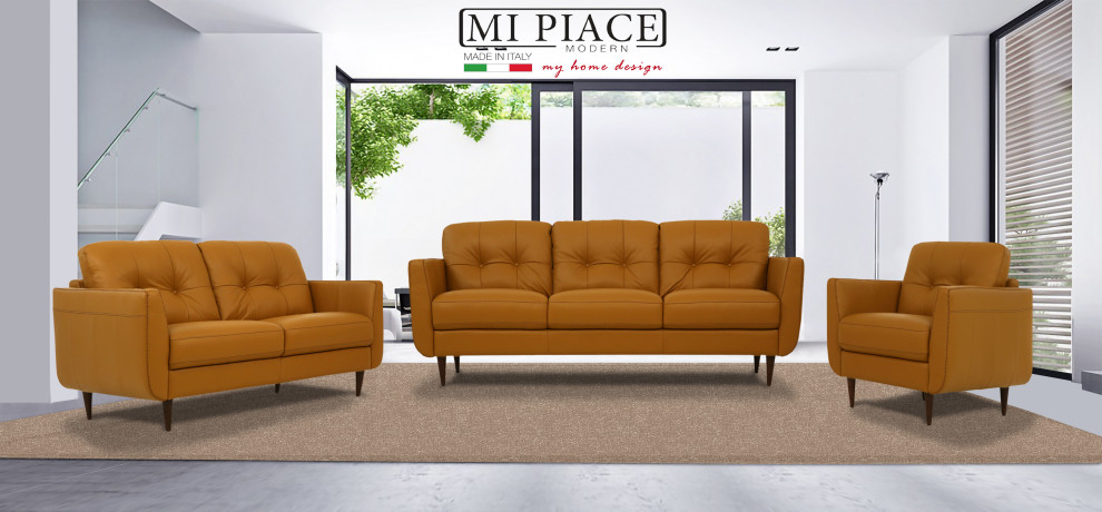 ACME Radwan Chair  Caramel Leather   Midcentury   Armchairs And Accent Chairs   by Homesquare  Houzz