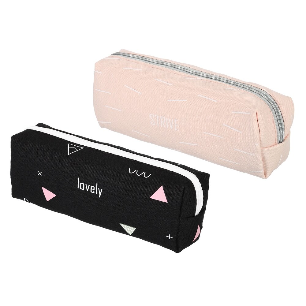 Large Capacity Pencil Case  2 Pack Pen Pouch Bag Stationery Organizer Black Pink   Black  Pink