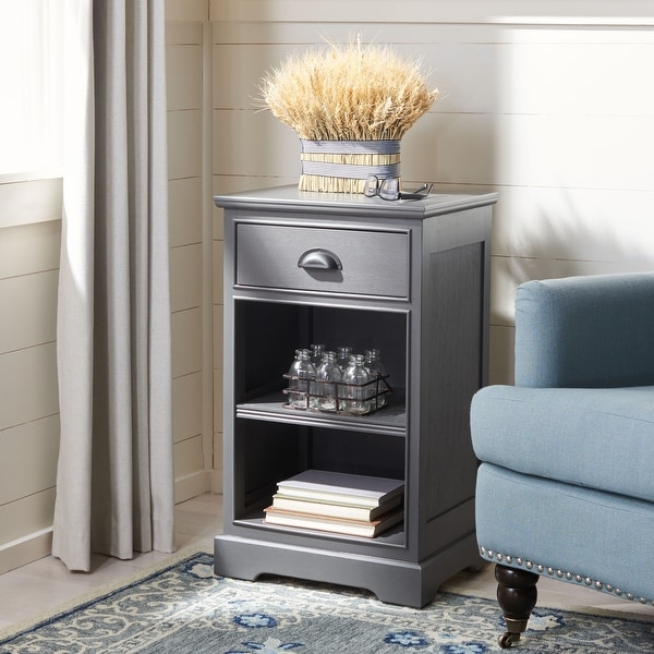 SAFAVIEH Griffin Grey Storage Side Table - 17.7