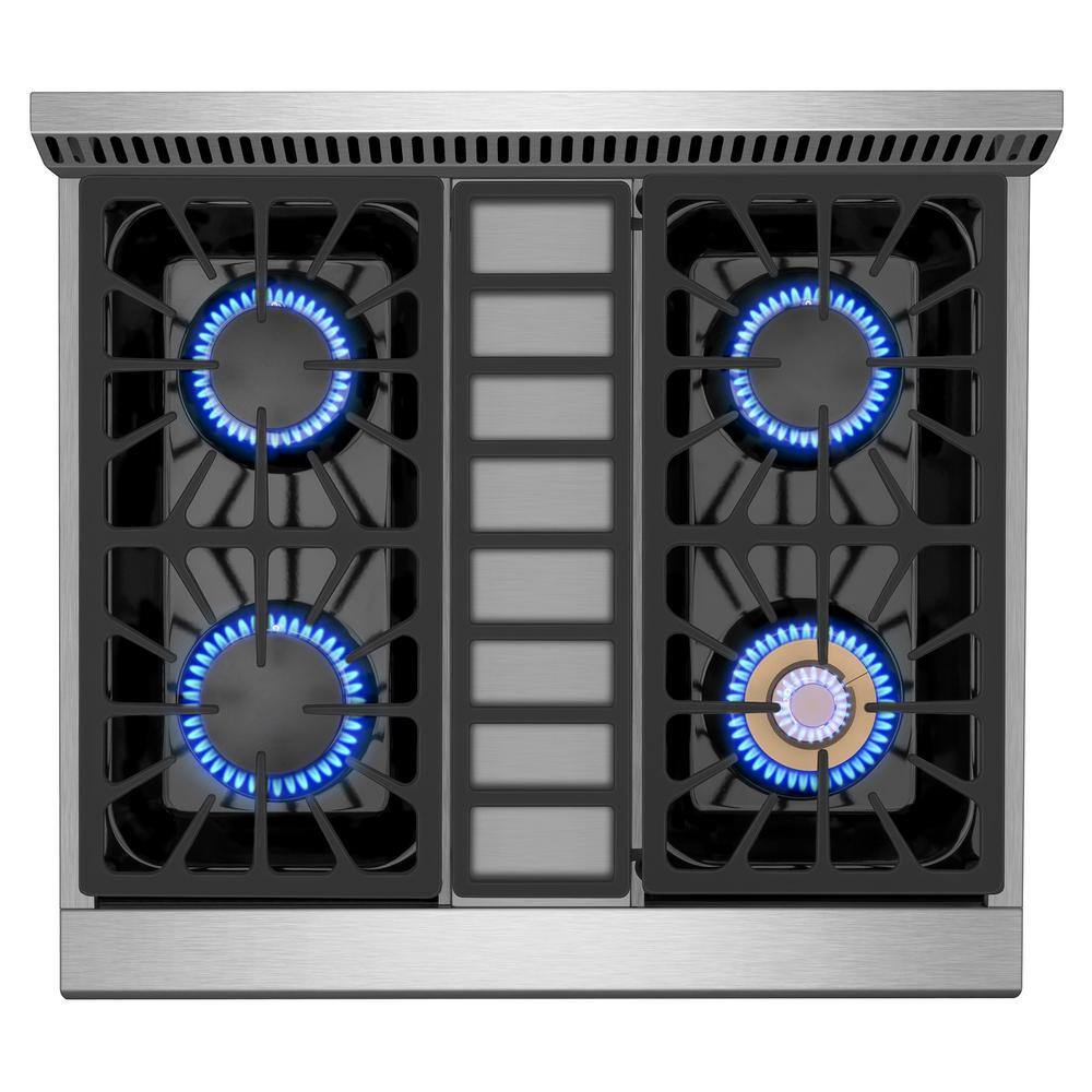 Empava 30 in. 4.2 cu.ft. Pro-Style Slide-In Single Oven Gas Range with 4-Sealed Burners in Stainless Steel EMPV-30GR03