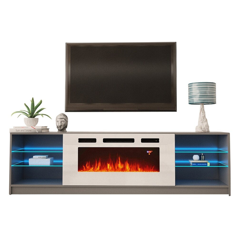 Boston WH01 79 inch Modern Electric Fireplace TV Stand