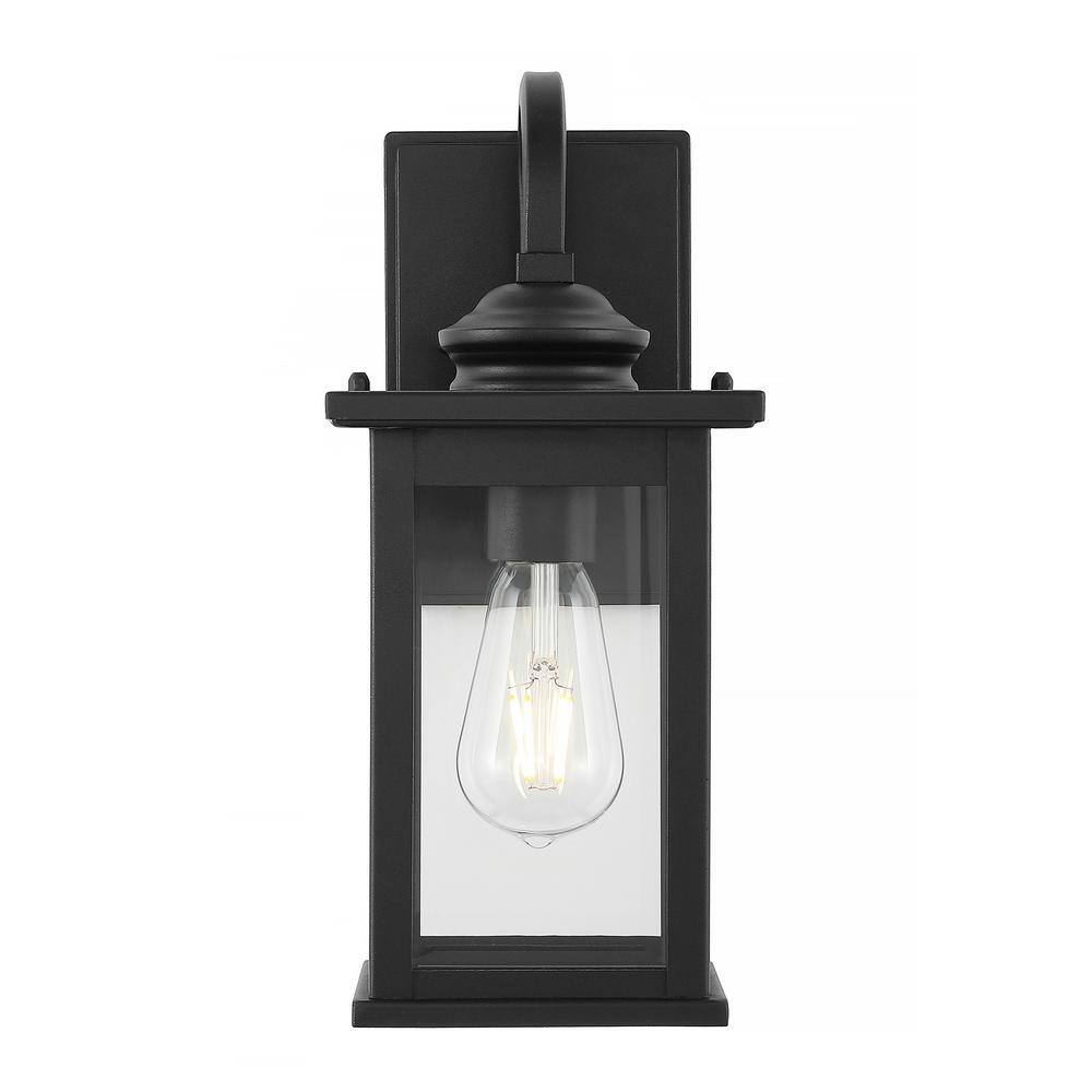 JONATHAN Y Cary 1-Light 5.9 in. Black Outdoor Wall Cylinder Light IronGlass Traditional Modern Lantern LED Wall Sconce (Set of 2) JYL7606A-SET2