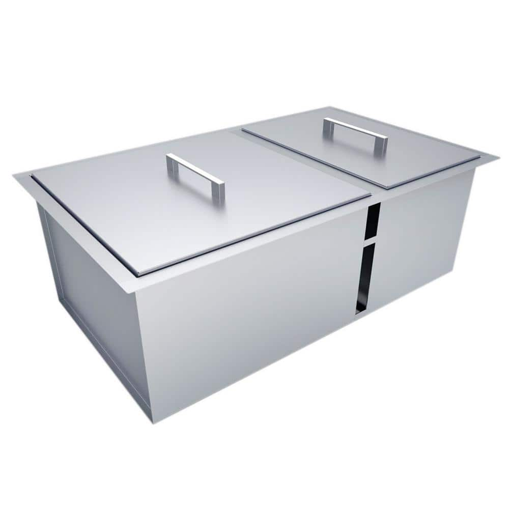 Sunstone Over/Under 34 in. x 12 in. Height Double Basin Sink with Covers B-SK34