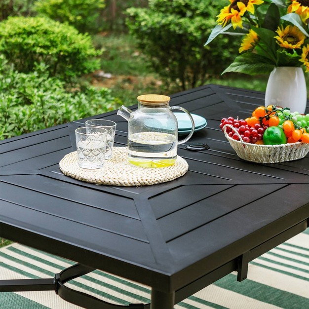 Outdoor Stainless Steel Rectangle Dining Table With Umbrella Hole Captiva Designs