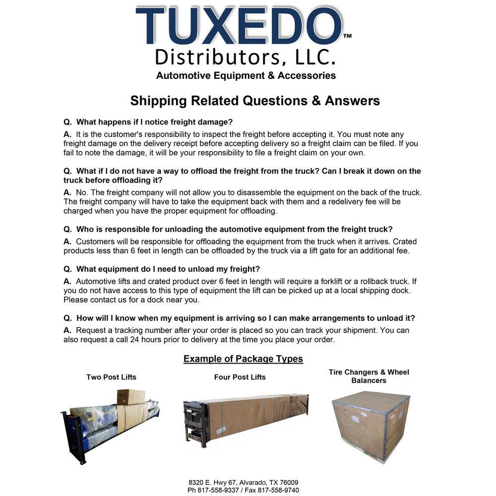 TUXEDO Storage 4-Post Car Lift 9000 lbs. Extended LengthHeight - With Poly Casters Drip Trays Jack Tray FP9K-DX-XLT