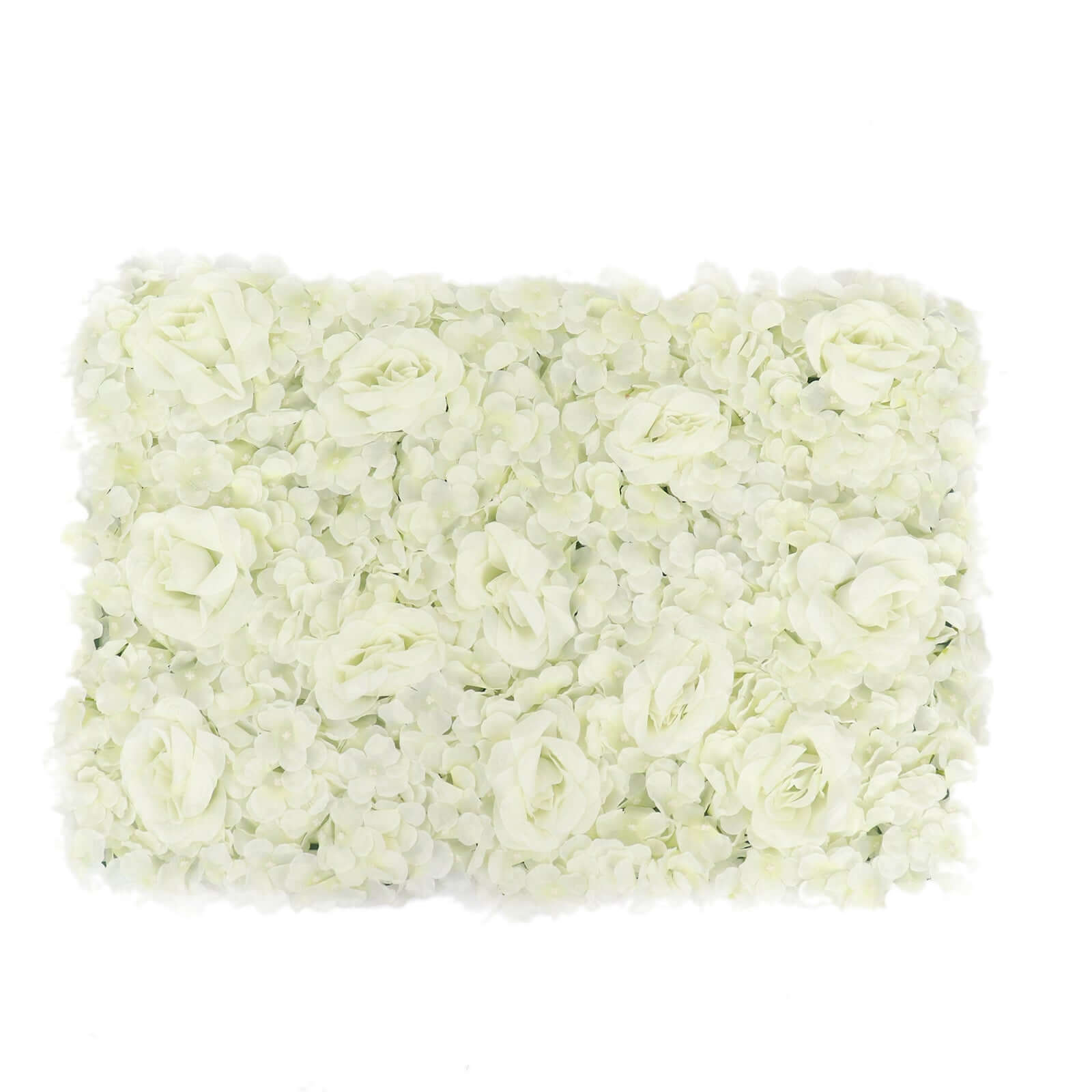 Cream 3D Silk Rose and Hydrangea Flower Wall Mat Backdrop - 4 Artificial Panels 11 Sq ft.