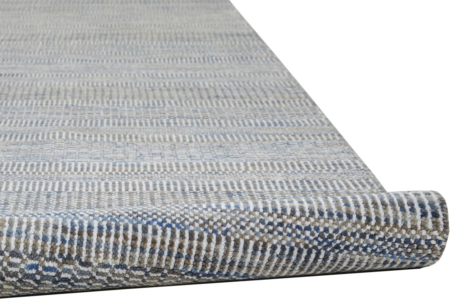 Caldecott Hand Knotted Warm Gray and Bright Blue Rug by BD Fine