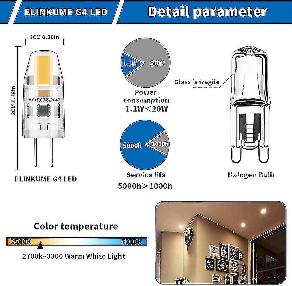 10pc Led G4 Dimmable Bulbs Warm Saving