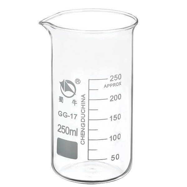 250ml Tall Form Glass Beaker， 3.3 Borosilicate Graduated Lab Measuring Cups - Clear