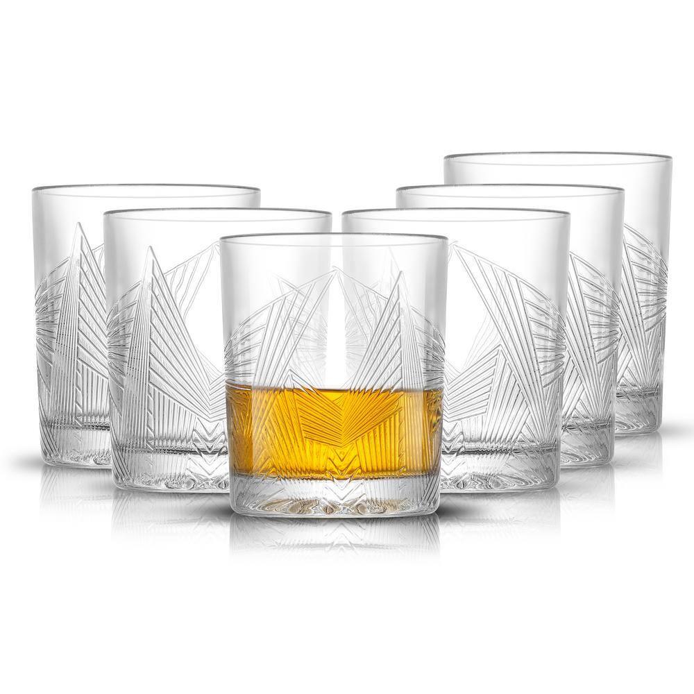 JoyJolt Gatsby Art Deco 10 oz. Double Old Fashioned Whiskey Glasses (Set of 6) JGA10242