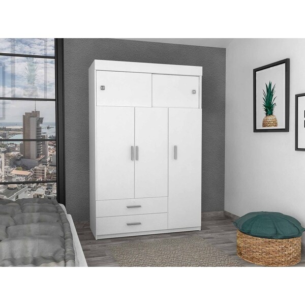 Rectangle Armoire with Four Interior Shelves ，2-Drawer， 6-Shelf - - 37938170