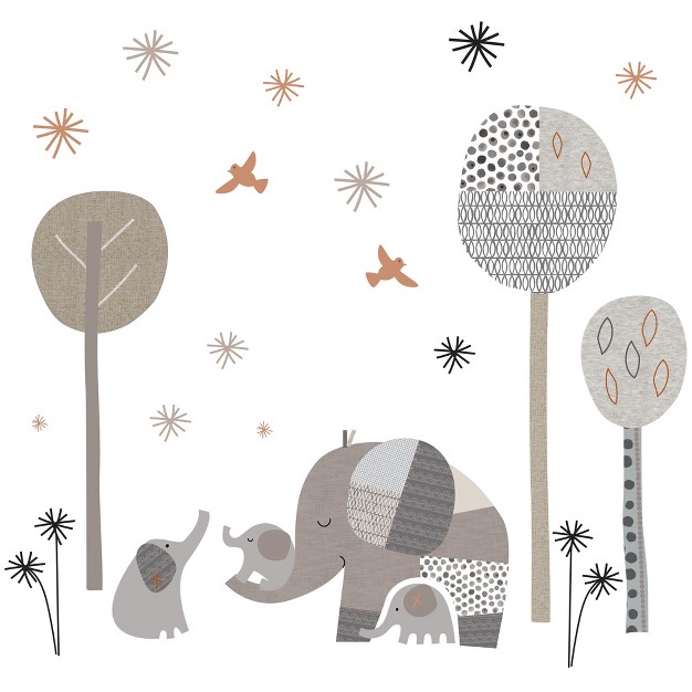 Bedtime Originals Elephant Love Gray Elephants trees stars Wall Decals stickers