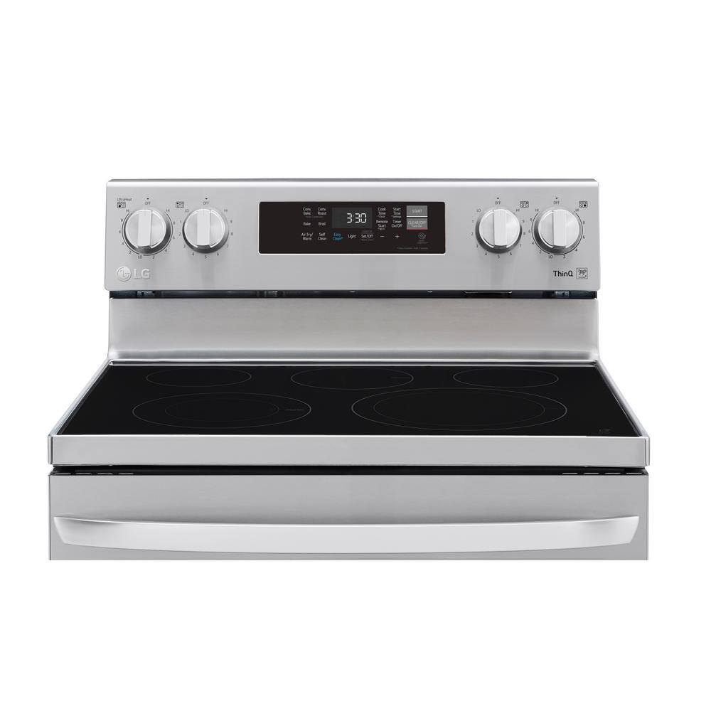 LG 30 in. 6.3 cu. ft. Smart Wi-Fi Enabled Fan Convection Electric Range Oven with AirFry and EasyClean in. Stainless Steel LREL6323S