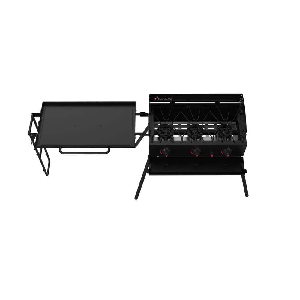 THIESSENS Portable 3Burner Propane Gas Grill Camp Stove in Black